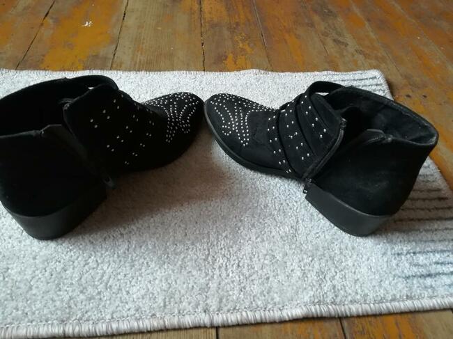 Botki damskie 39 czarne z cekinami