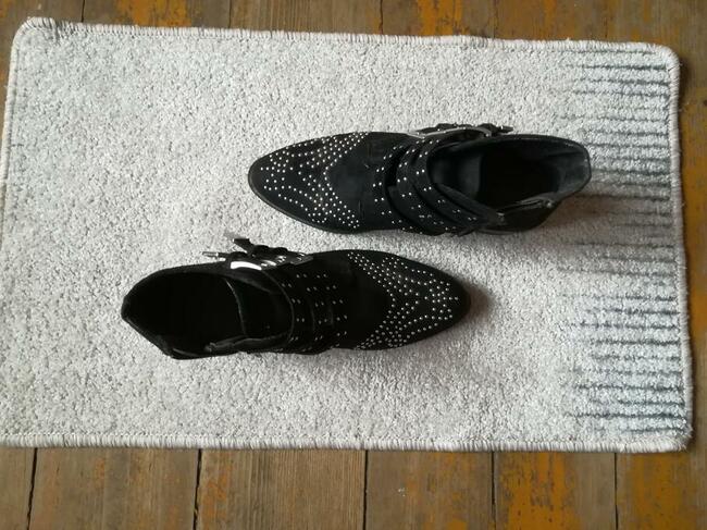 Botki damskie 39 czarne z cekinami