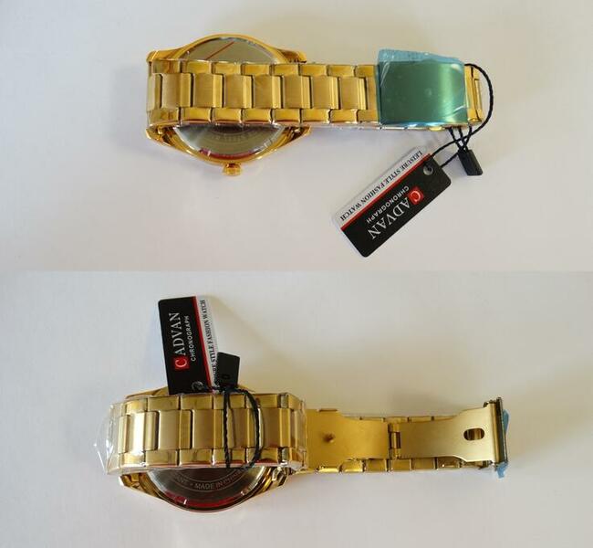 Klasyczny zegarek męski złoty z bransoletą pudełko nowy