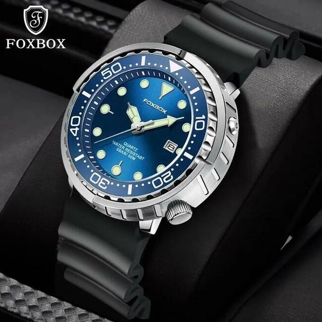 Duży zegarek męski styl nurka tuńczyk luma wodoszczelny WR50