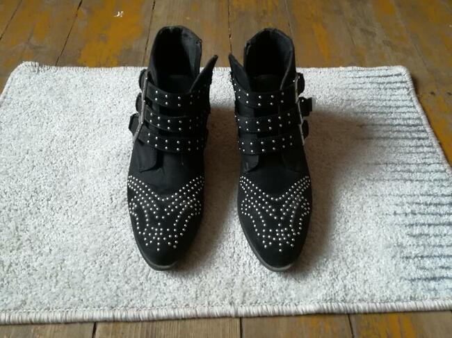 Botki damskie 39 czarne z cekinami
