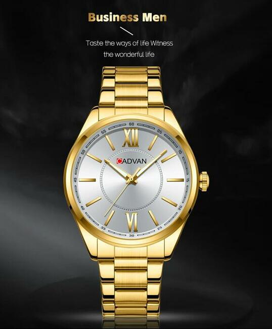 Klasyczny zegarek męski złoty z bransoletą pudełko nowy