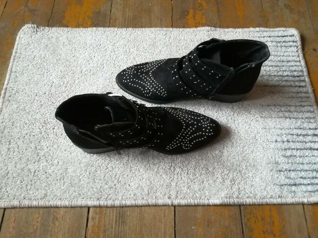 Botki damskie 39 czarne z cekinami