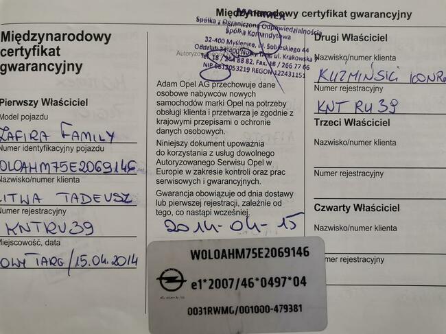 Opel zafira 1.7 CDTI 125 KM 7 osobowy