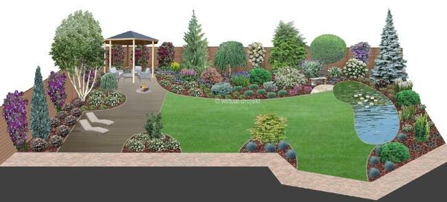 Projekt ogrodu rabaty tarasu oczka wodnego