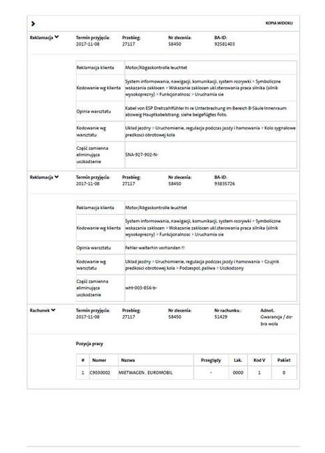 Audi Bmw Mercedes VW sprawdzenie VIN przebieg historia ASO