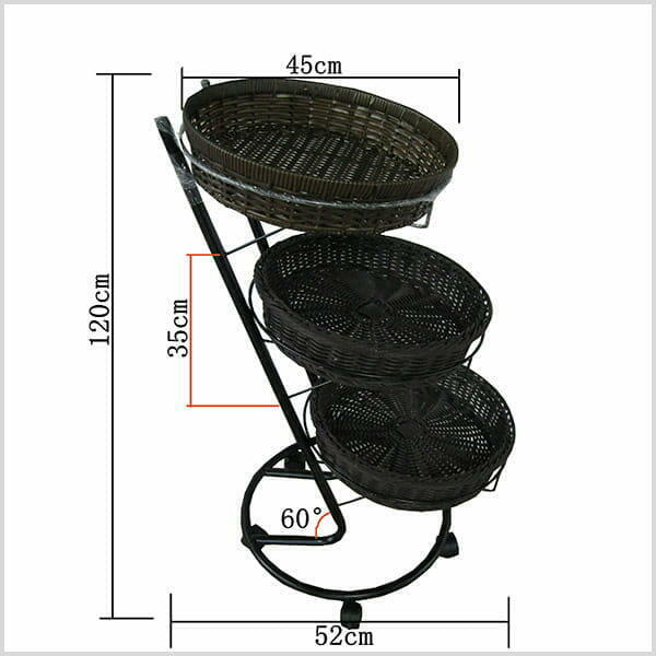 Stojak z trzema okrągłymi koszykami