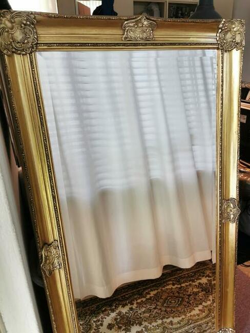 Piękne stare lustro Drewniana rama w złotym kolorze 78x140
