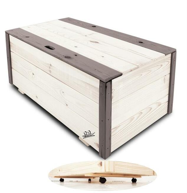 Skrzynia Kufer Pojemnik Drewniany Na Kółkach 95x54x39