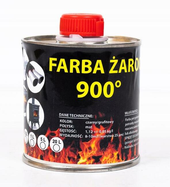 LAKIER Farba żaroodporna Do PIECA RUSZTU 900C 5L GRAFIT