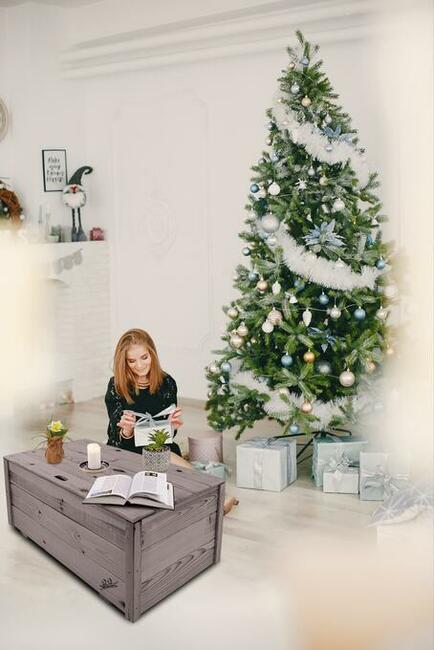 Skrzynia Drewniana Stolik Regał z kółkami Kufer Zamykany