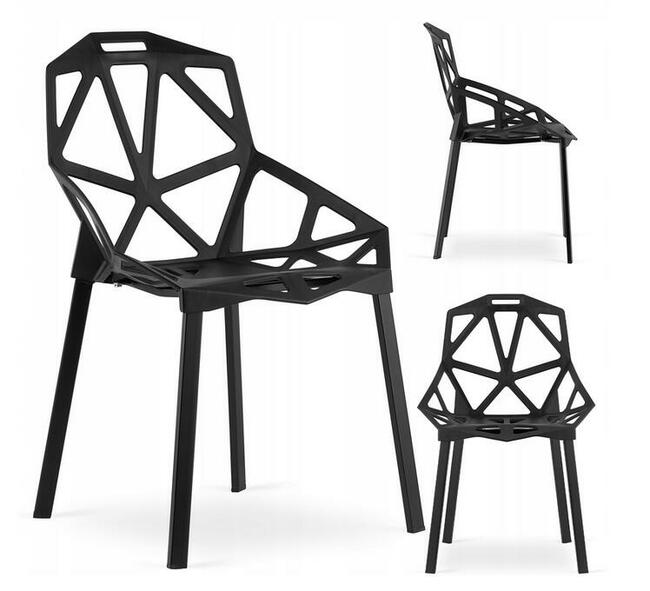 Krzesło ażurowe NOWOCZESNE salon Czarne / Białe