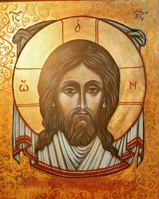 Ikona Madonna Miłująca, złoto 23 karat