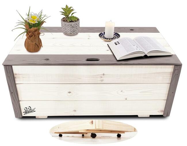 Skrzynia Kufer Pojemnik Drewniany Na Kółkach 95x54x39