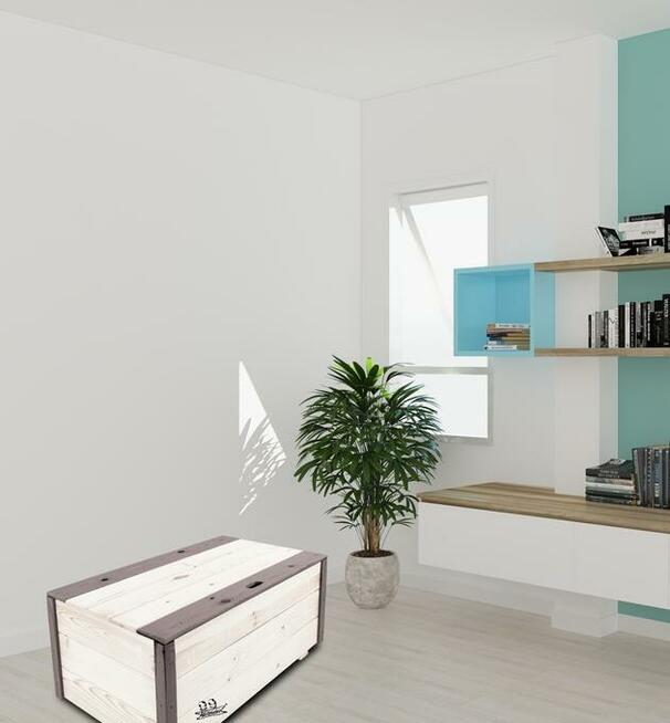 Skrzynia Kufer Pojemnik Drewniany Na Kółkach 95x54x39