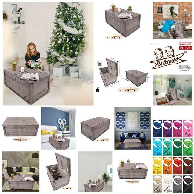 Skrzynia Drewniana Stolik Regał z kółkami Kufer Zamykany