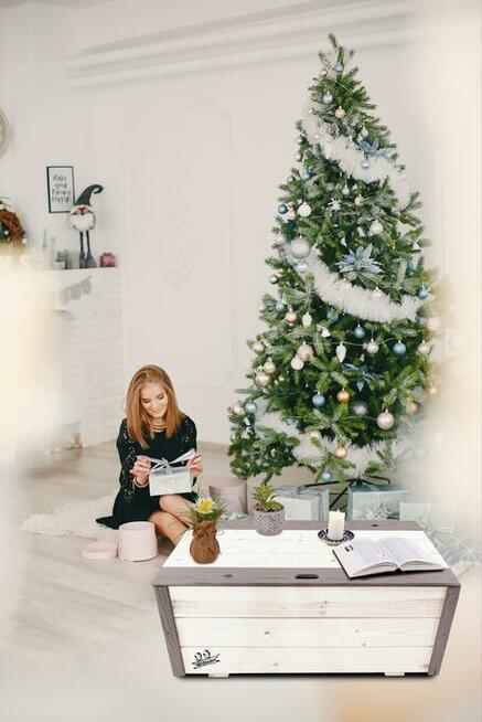 Skrzynia Kufer Pojemnik Drewniany Na Kółkach 95x54x39