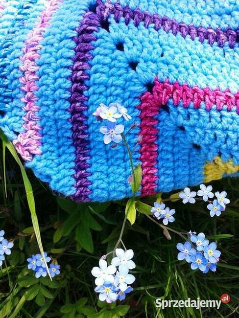 Szydełkowa duża, turkusowa shopperka