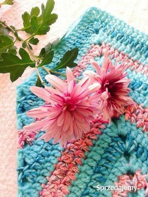 Szydełkowa duża, turkusowa shopperka