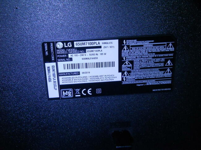 TV LG model 65UM7100 PLA 12-071