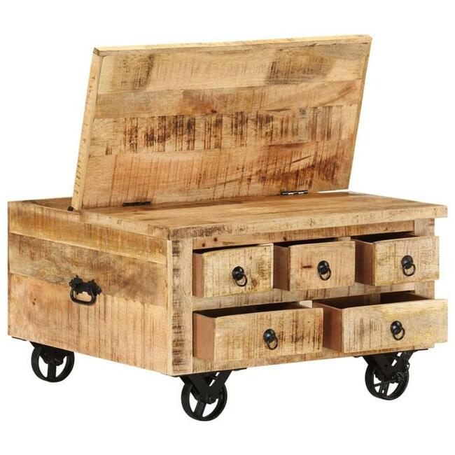 vidaXL Stolik kawowy, chropowate drewno mango, 70 x 70 x 40