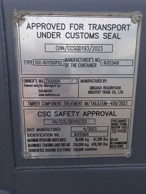 Kontener morski 20DC/6m OW RAL7015 grafit Gliwice