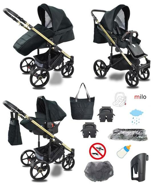 Wózek Dziecięcy milo zestaw 3w1 Fotelik 0-13 do Bazy Isofix