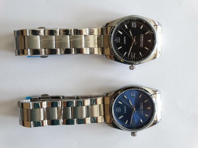 Zegarek męski damski 35mm czarny bransoleta stalowa kwarcowy