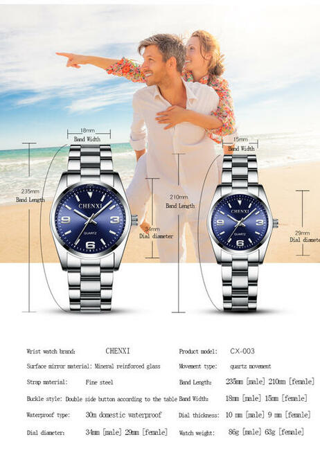 Zegarek męski granatowy 35mm bransoleta kwarcowy Chenxi