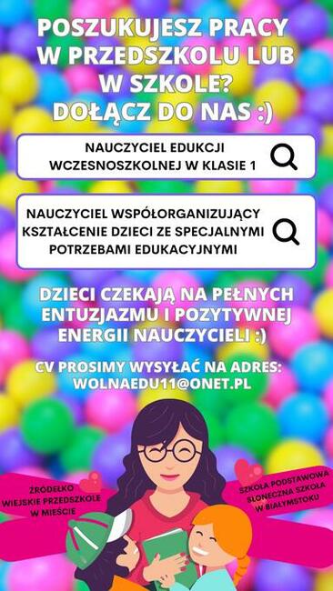 Poszukujemy Nauczyciela Edukacji Wczesnoszkolnej Białystok