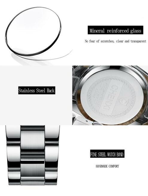 Zegarek męski damski 35mm czarny bransoleta stalowa kwarcowy