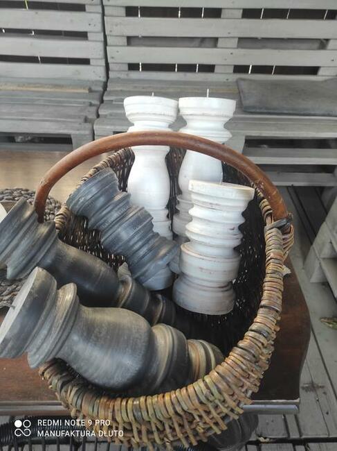 Świecznik drewniany toczony dekoracje wyroby z drewna