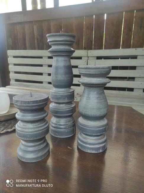 Świecznik drewniany toczony dekoracje wyroby z drewna