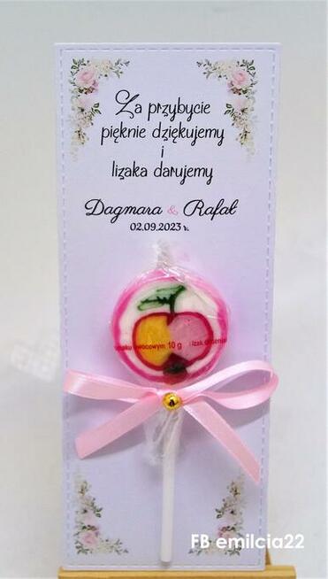 Lizaki podziękowanie, podziękowania dla gości Ślub Wesele