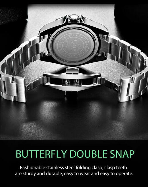 Sportowy zegarek męski w stylu nurka Lige lupa mocna luma