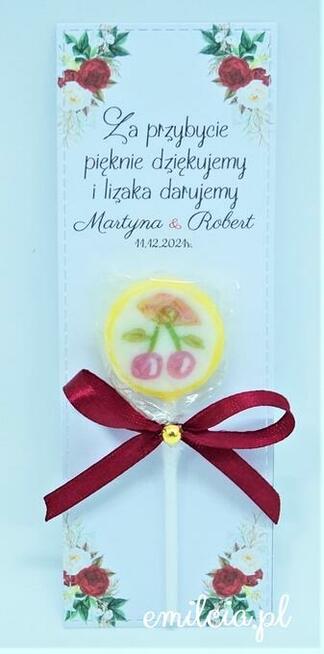 Lizaki podziękowanie, podziękowania dla gości Ślub Wesele