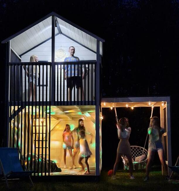 Nowoczesny Domek drewniany dla dzieci OGRODOWY piętrowy plac