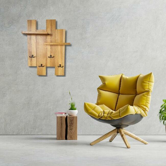 Wieszak drewniany, na ścianę , wiszący, drewno, loft, dąb