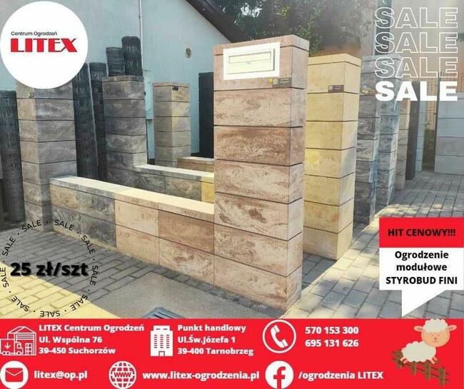 Ogrodzenie modułowe ,pustak , bloczek gładki Styrobud Fini