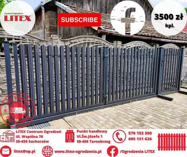 brama dwuskrzydłowa , uchylna z furtką