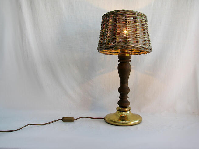 ~* Lampka nocna * mosiądz wiklina *~