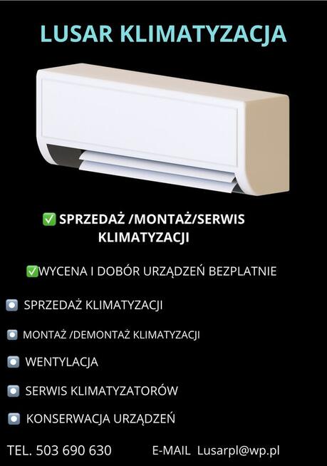 Klimatyzacja / Wentylacja/ Sprzedaż /Montaz