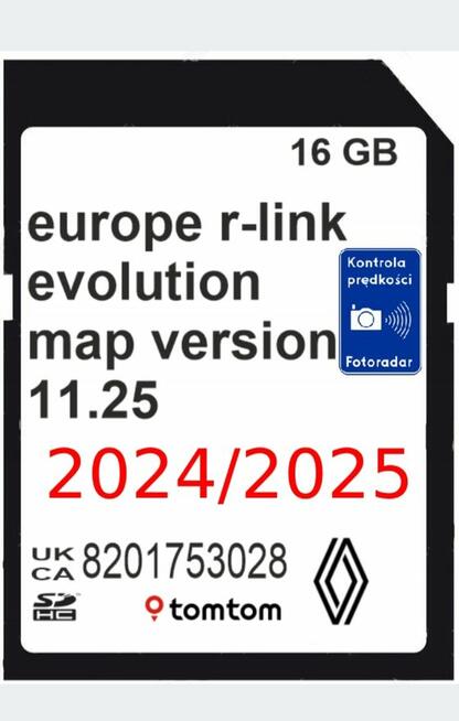 Mapa RENAULT R-LINK TOMTOM KARTA 2024/2025 NAJNOWSZA EUROPA