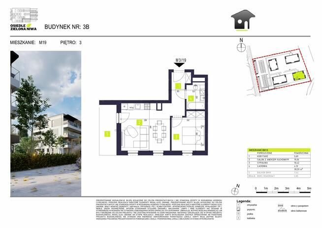 Głogów Młp, 39m2, 2 pokoje, bez PCC, stan deweloperski