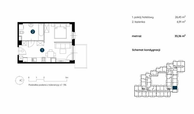 Apartament inwestycyjny 34m2, 2 pokoje, Bez Prowizji, 0% PCC