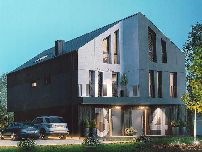 Działka z projektem 2 domów wolnostojących