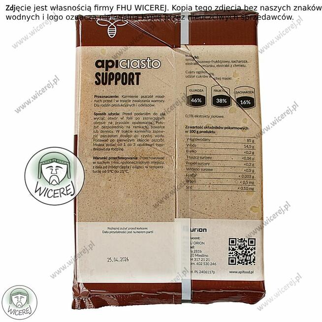 Ciasto Dla Pszczół Apifood na Warrozę Support Apiciasto 1KG