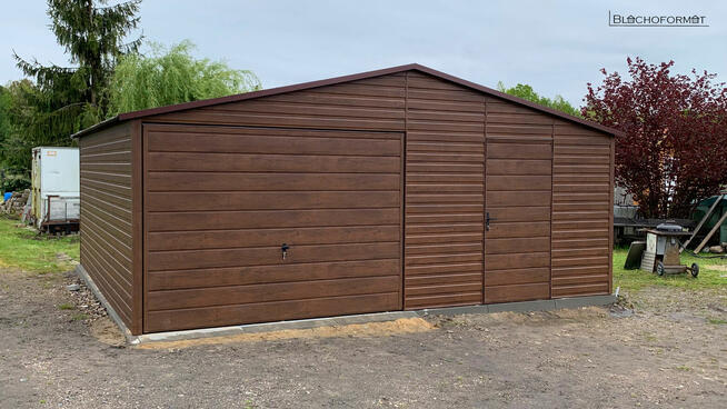 Garaż blaszany blaszak 5x6 drewnopodobny z profila zamkniętego