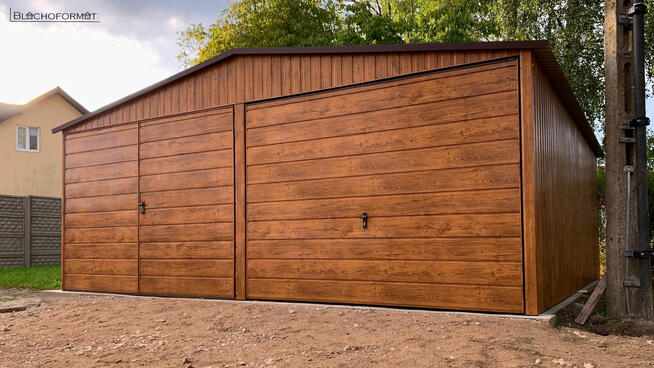 Garaż blaszany blaszak 5x6 drewnopodobny z profila zamkniętego