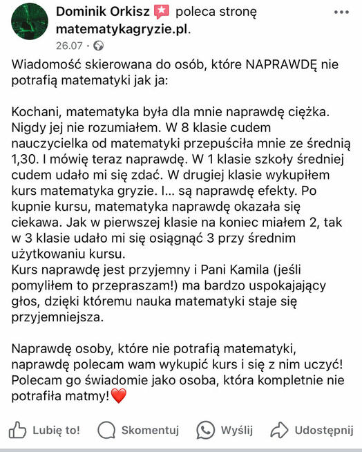 Korepetycje z matematyki Kraków